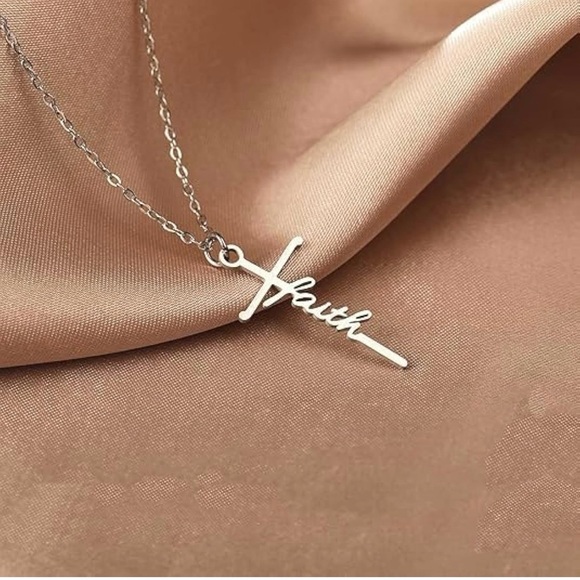 Jewelry - Faith Cross Necklace – Silver Stainless Steel Christian Pendant